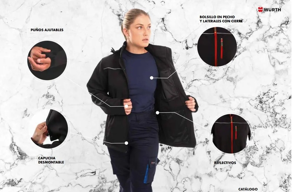 CAMPERA Wurth Neopreno Hybrid Talle XXL (Negra-Rojo)