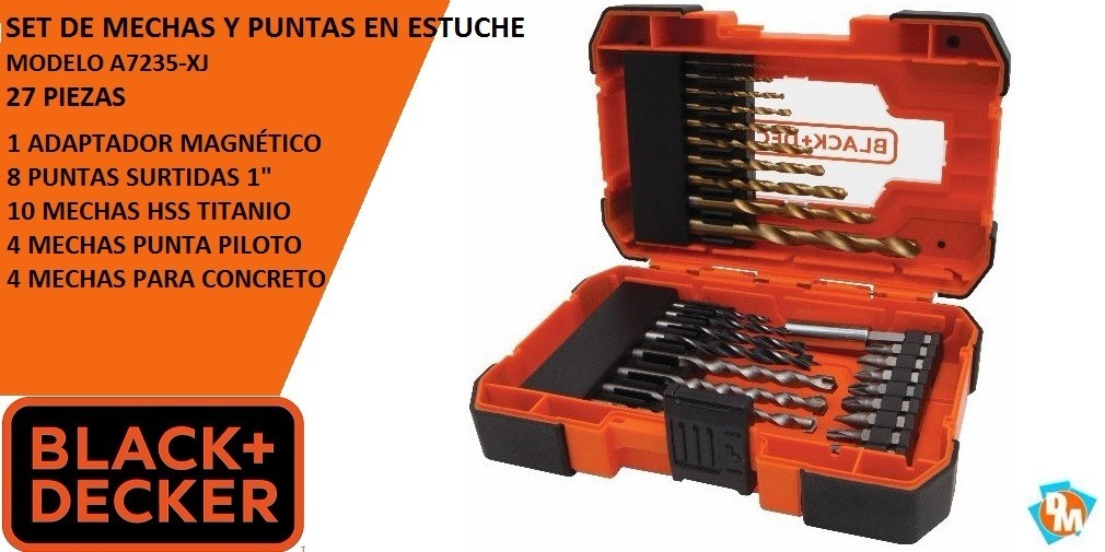 Kit Puntas y Mechas 27 Pz. Black & Decker A7235XJ